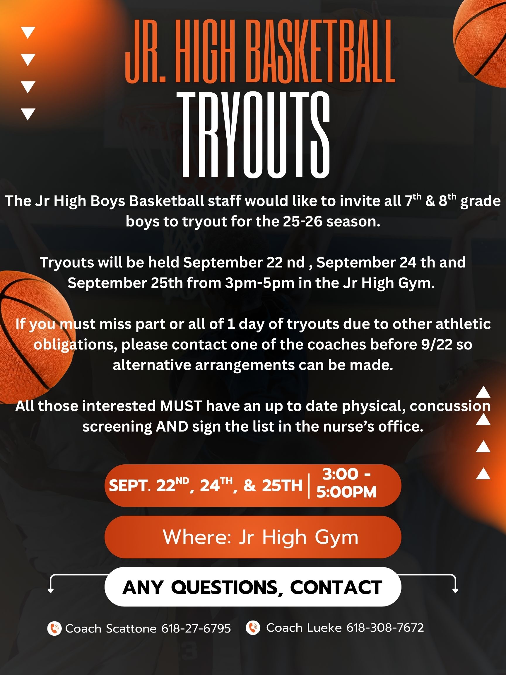 Jr High Boys Basketball Tryouts